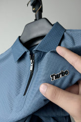 Turbo Abstract Symmetry Zip-Collar Men's Polo Shirt